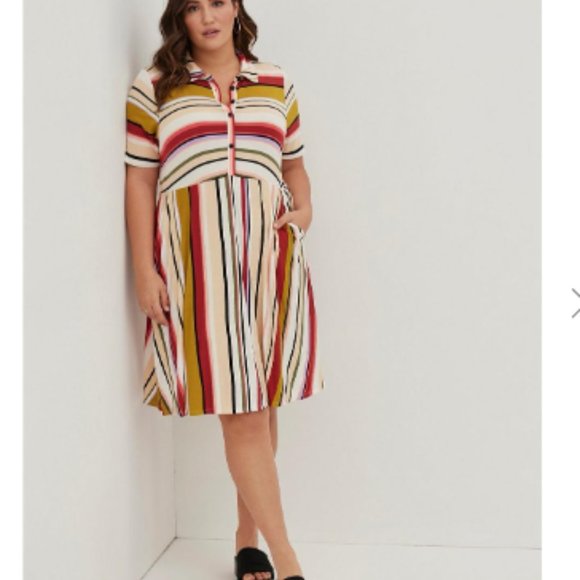 torrid Dresses & Skirts - Torrid Super Soft Knit Stripe Collared Skater Dress